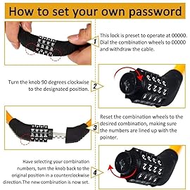 Sanwo Security Bike Lock 4 Digit Resettable Combination Cable Lock for Bicycle, 2 Feet x 1/2 Inch (Orange)