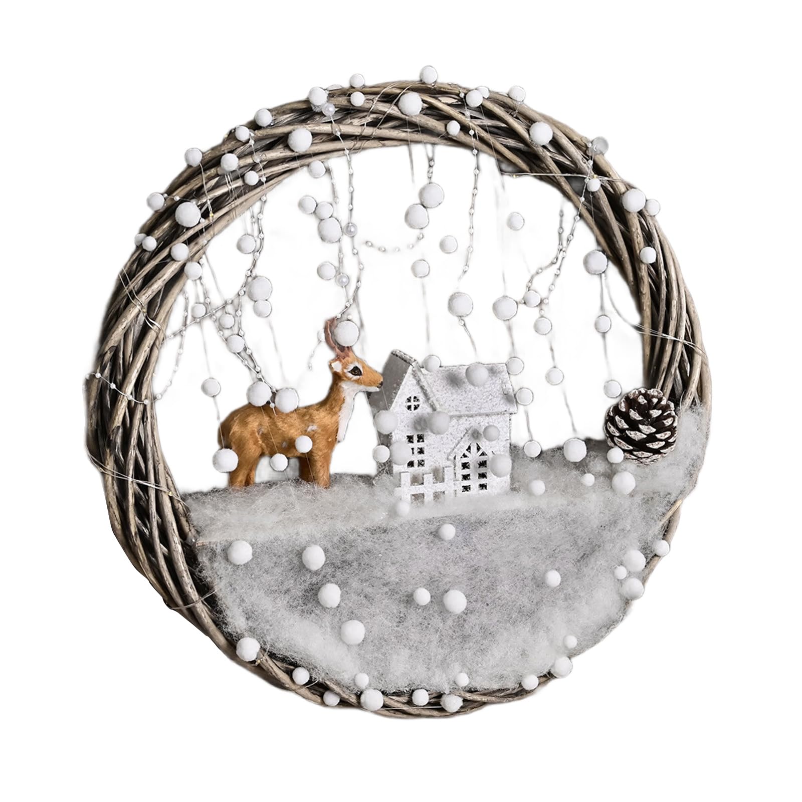 Carotoe 003 With Light Sturdy Christmas Reindeer Wreath Elegant Christmas Reindeer Wreath Decoration For Family Or Commercial Display Family Gathering Ornament