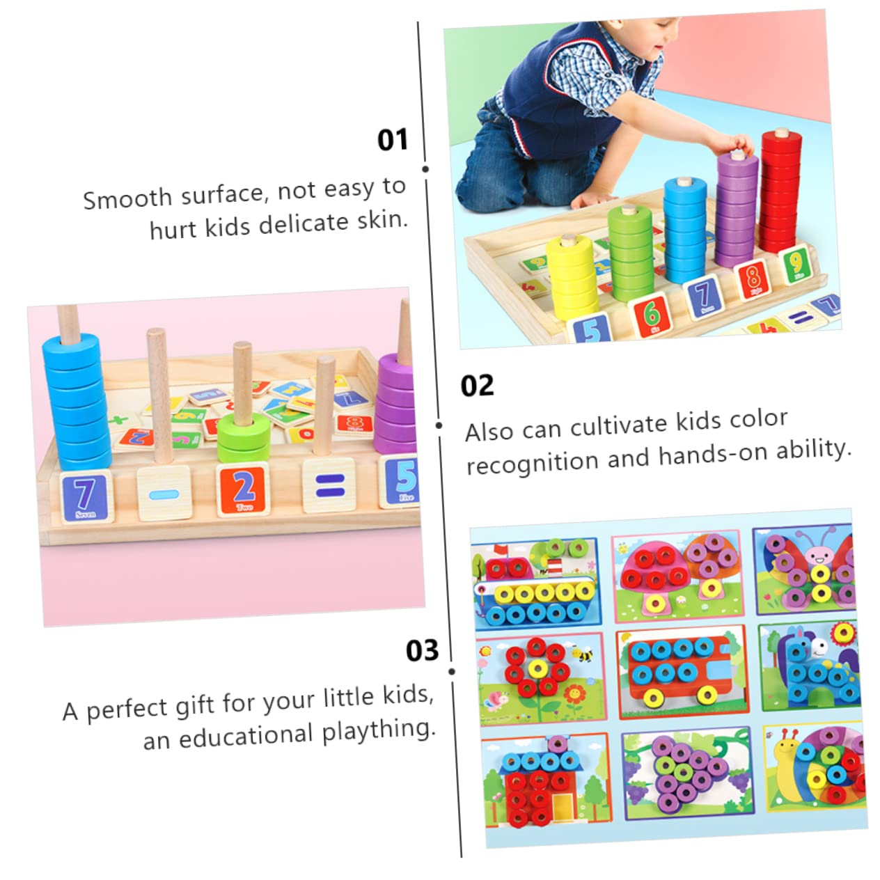 Educativo de Bloques de Madera para Multifuncional de Matemáticas Colores Desarrollo Cognitivo y Habilidades Manuales para Preescolar