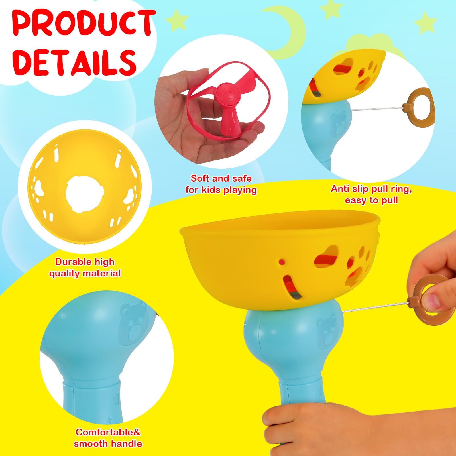 Outdoor Flying Disc Launcher Toys Set Pull-String Launchers Flying Toys Summer Fun Outdoor Activities