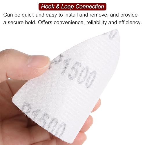 Vista 68 de HARFINGTON 120 piezas de lija triangulares de gancho y bucle, 120 granos, almohadillas de lijado de óxido de aluminio de 3-1/8 pulgadas, papel