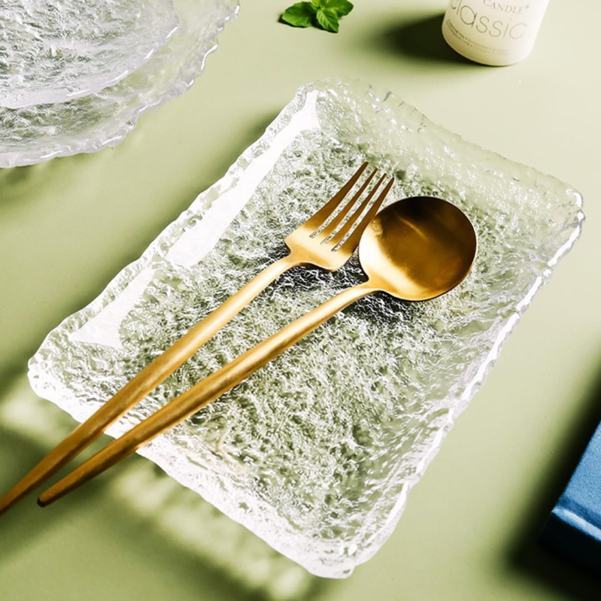 GANAZONO Glass Snacks Plate Simple Style Food Tray Multi-functional and Easy to Store, Portable Sushi Display Plate for Serving Food on Many Occasions
