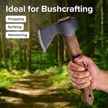 X-bet MAGNET 12 Hand-Forged Hatchet with Sheath and Sharpener - Camping Axe, Bushcraft and Survival Hatchet Spring Steel Blade - Small Axe Perfect for Wood Carving, Cutting, Splitting and Gardening