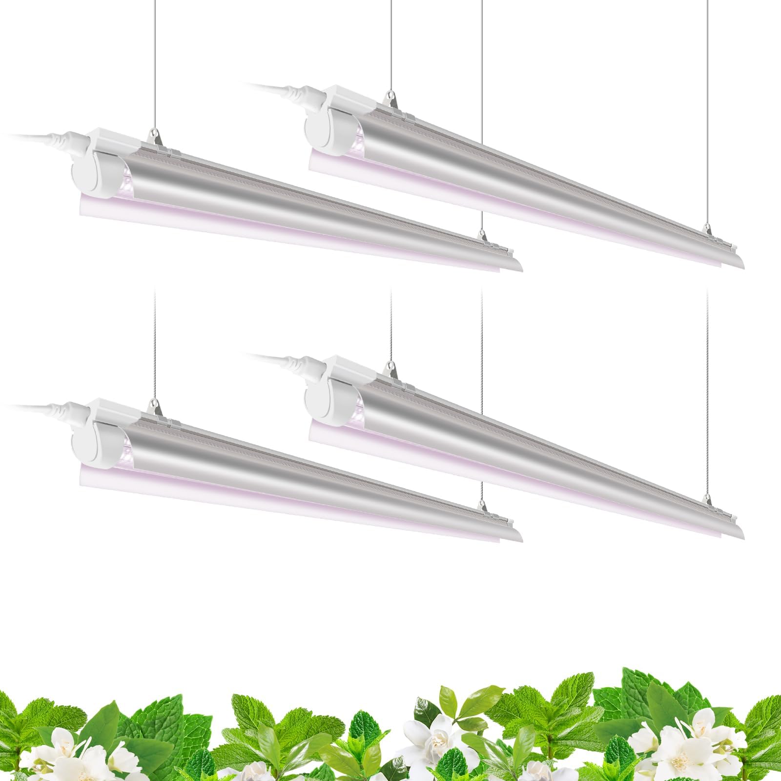 T8 LED Grow Light 4FT,168W(4 x 42W), 1000W Equivalent, Full Spectrum, V-Shape with Reflector Combo, Grow Lights for Indoor Plants, Greenhouse, 4-Pack