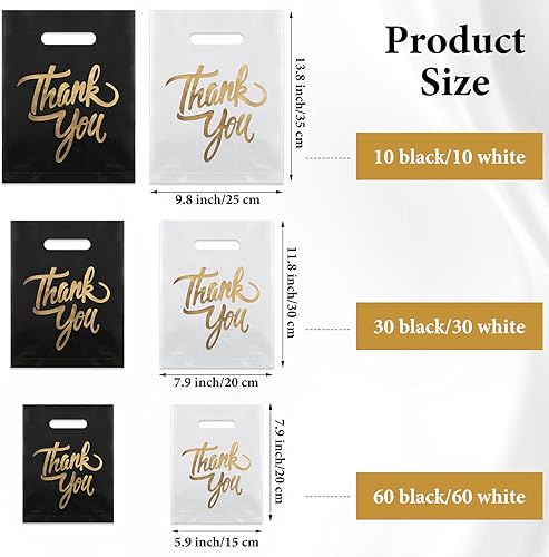 Miniatura 2 de Sepamoon 200 bolsas de mercancía de agradecimiento – Bolsas de regalo de plástico reutilizables con asas troqueladas para recuerdos de fiesta, 6 x 8