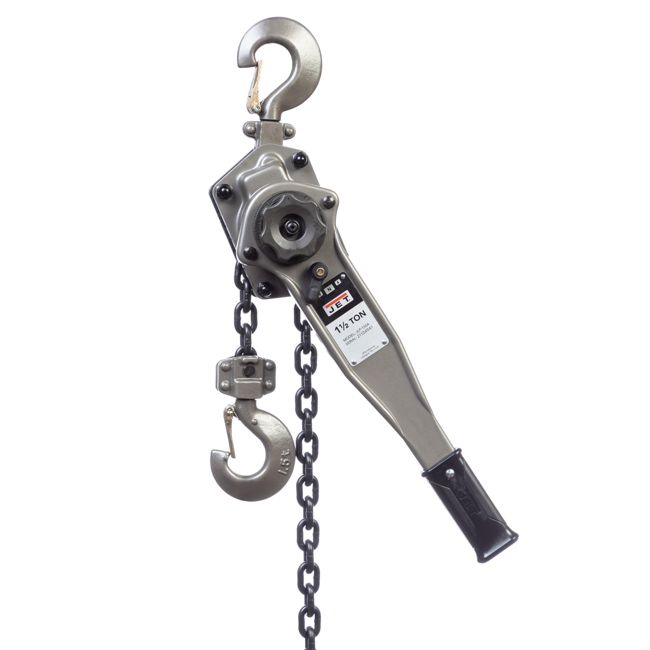 JET 1-1/2 Ton Lever Hoist, 5' Lift, Shipyard Hooks (JLP-150A-5SH)
