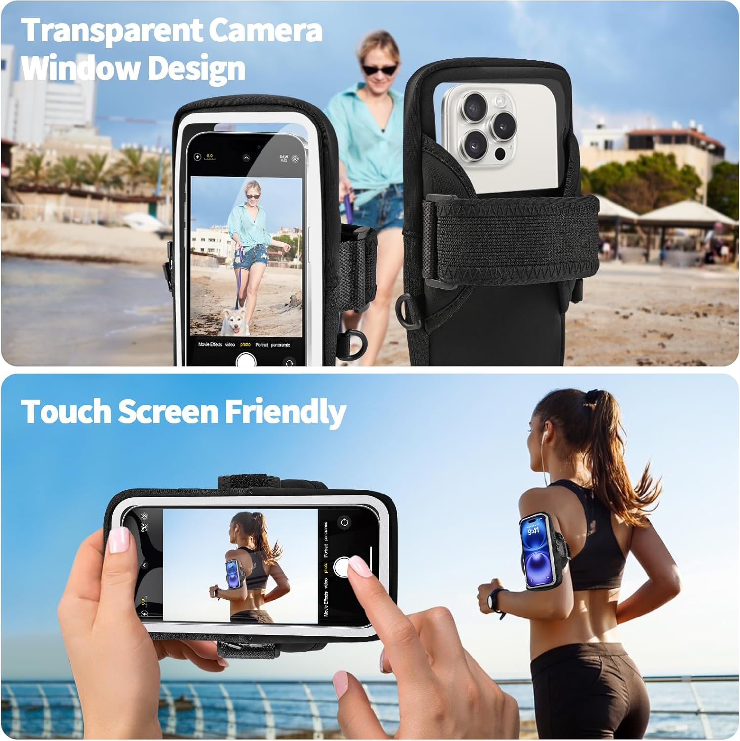 Running Phone Holder, Cell Phone Armband, Clear Crossbody Phone Pouch Purse with Adjustable Strap, Arm Bag with Carabiner, Fits iPhone 17/16/15/14 Pro Max & Galaxy S25 S24 S23[Up to 7.0 inch] - Image 4