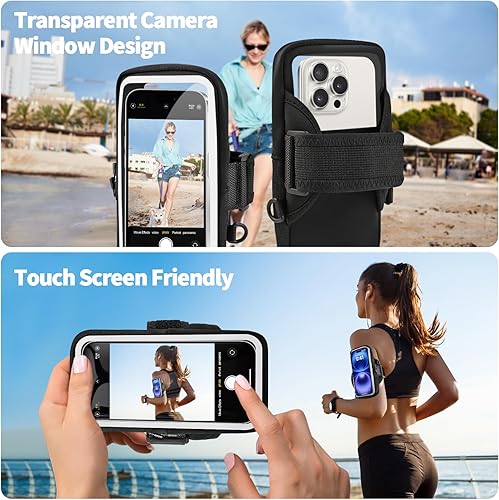 Miniatura 4 de Soporte para teléfono para correr, brazalete para teléfono celular, bolsa cruzada transparente para teléfono con correa ajustable, bolsa de brazo