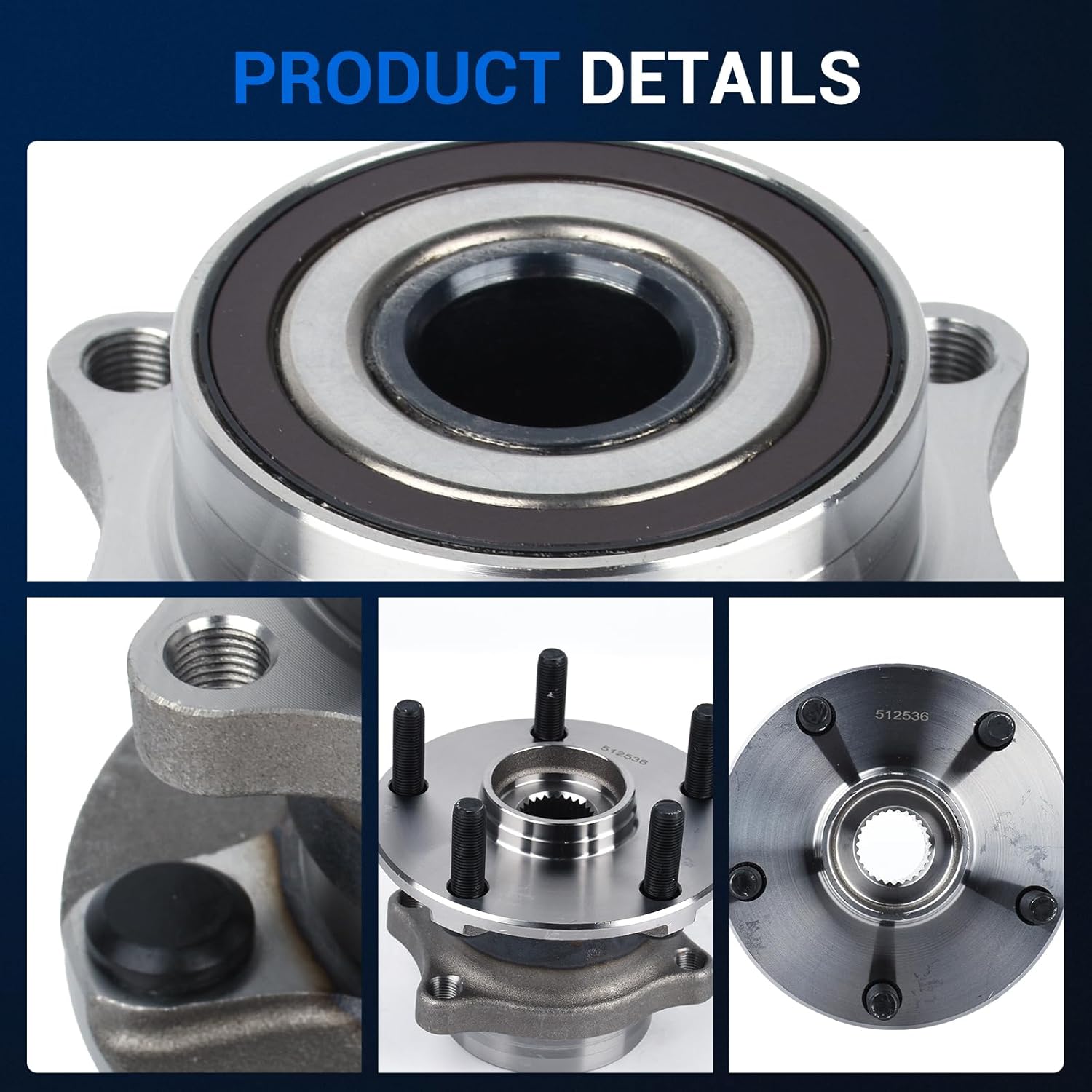 Autoround 512536 Rear Wheel Bearing Hub Assembly fit for Subaru Outback 2015-2021/ Forester 2019/WRX 2015-2019/ Legacy 15-21/ Ascent 19-21 5Lugs w/ABS [Pack of 2] - Image 6