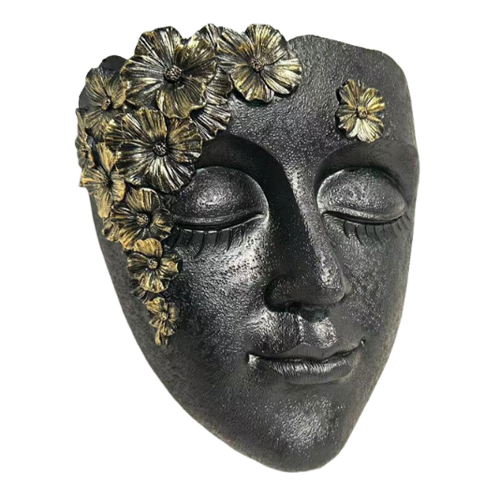 Colcolo Face Sculpture Wall Planter Ornament Creative Hanging Plant Pot Outdoor Tree Decoration for Outside Living Room Yard Garden, Black