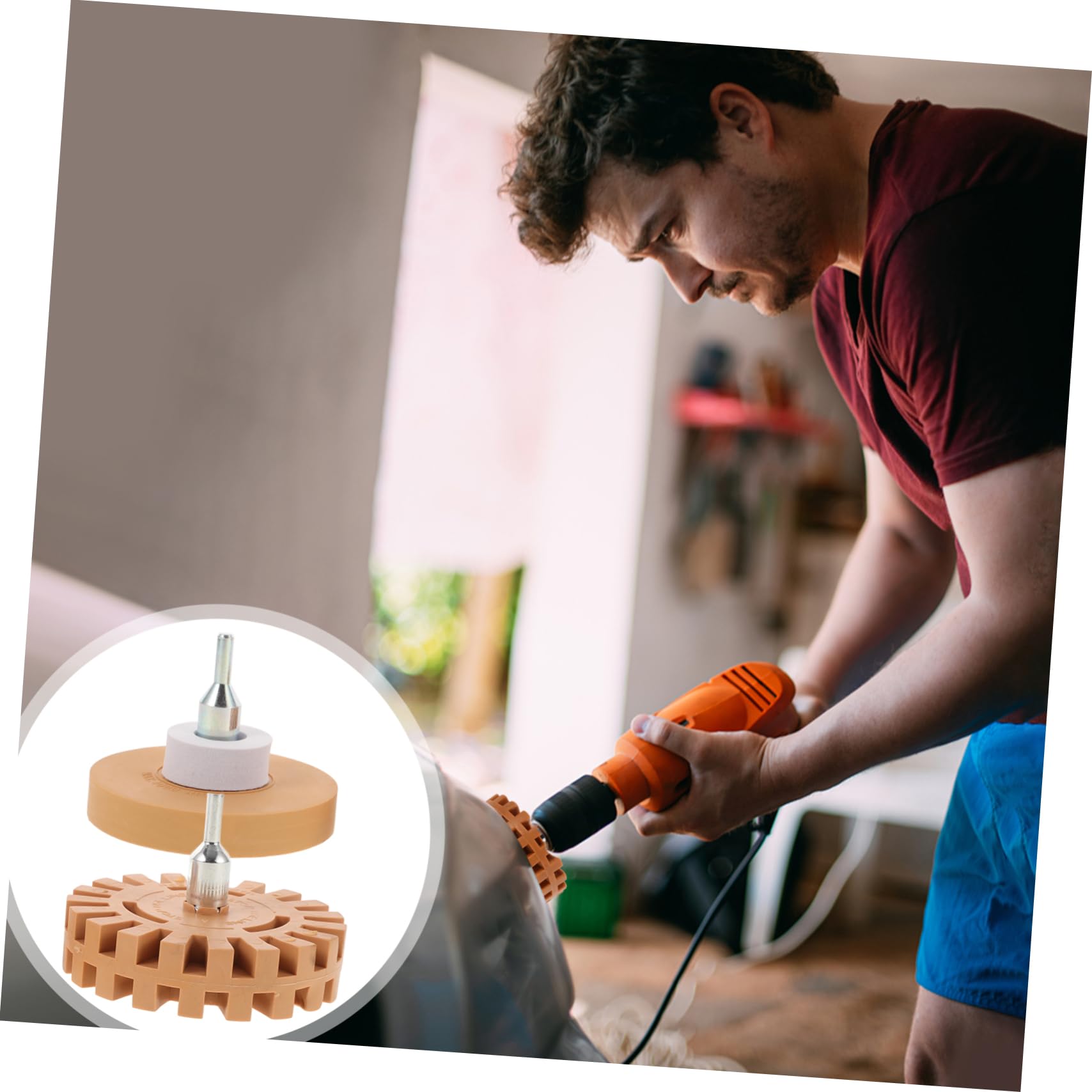 HAPINARY 2pcs Glue Remover Wheels for Car Rubber Sticker Remover Efficient Pneumatic Design for Quick Adhesive Removal Durable and Easy to Operate