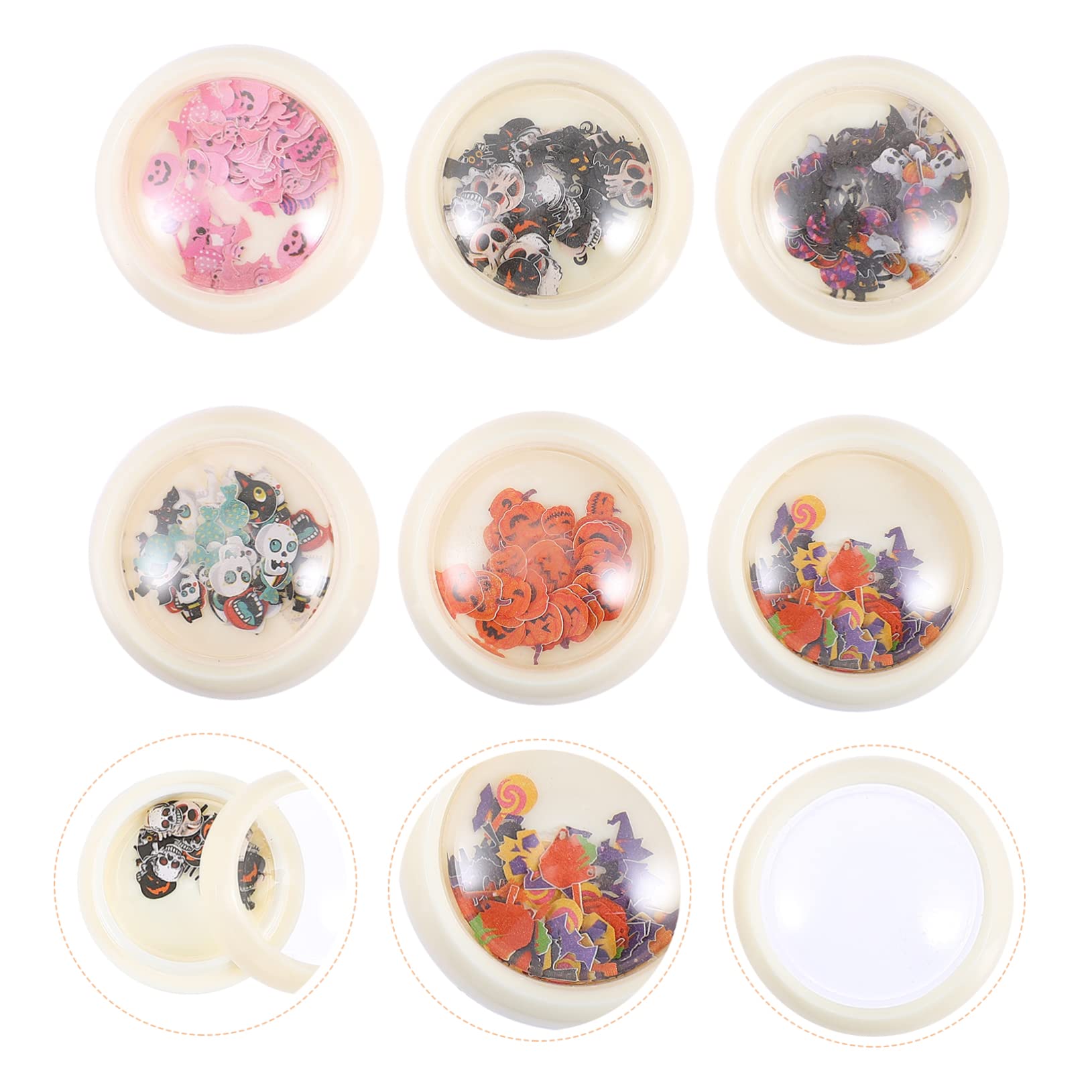 Didiseaon 5 Set Adesivi Per Unghie Di Halloween Accessori Scaglie Di Nail Art Di Halloween Adesivi Per Unghie Delle Streghe Decalcomanie Per Unghie Per Manicure Polpa Di Legno 6 Scatole * 5