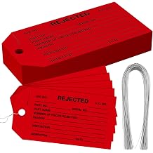 100 Pack Rejected Tags with Wire - Red Defective Product Inspection Tags, Cardstock 4-3/4" x 2-3/8" for Manufacturing Quality Checks