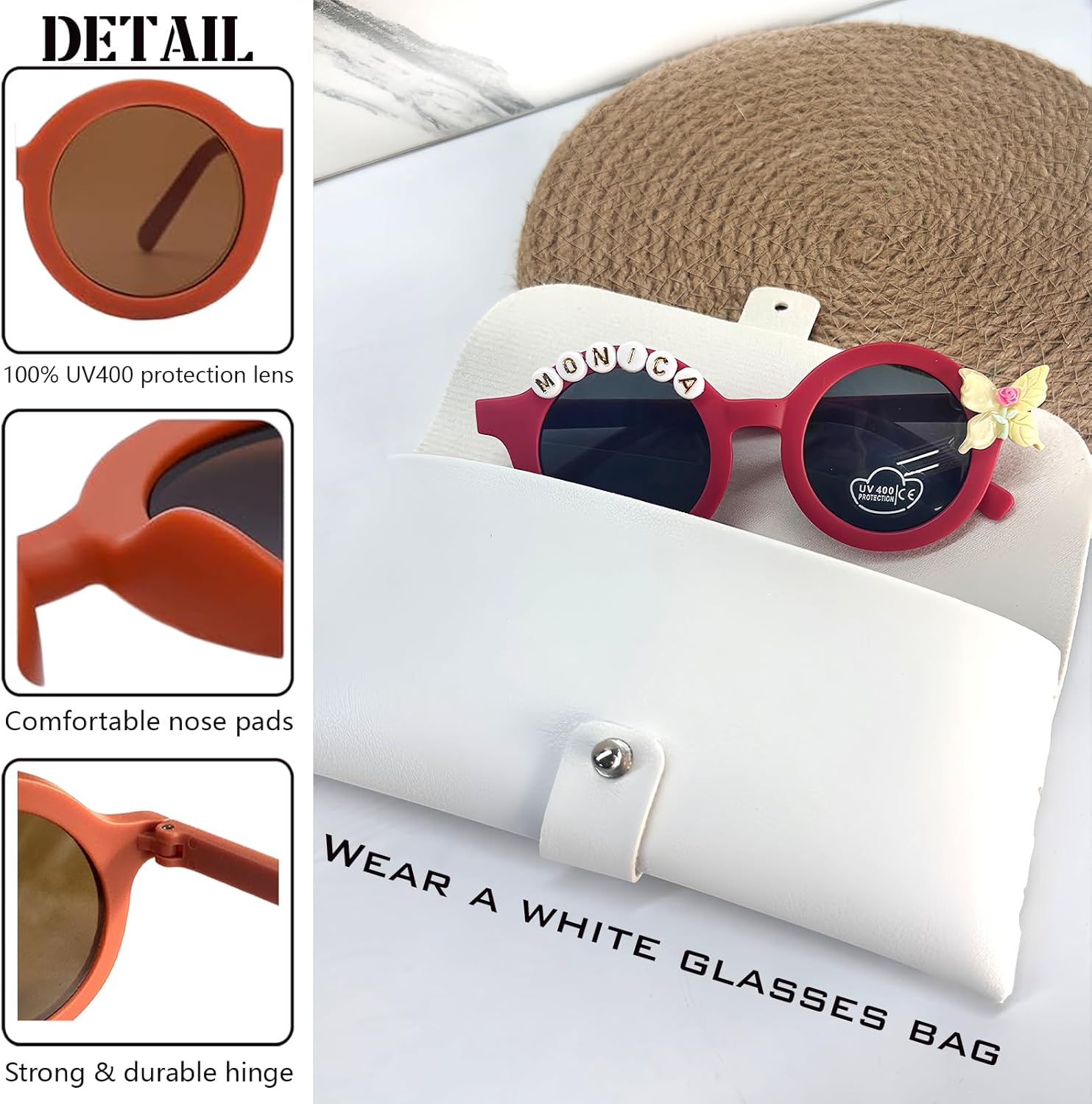 xrlsg Custom Sunglass Personalized Baby Sunglass for Girl Boy Name Flower Sunglasses Gift for Kids - Image 4