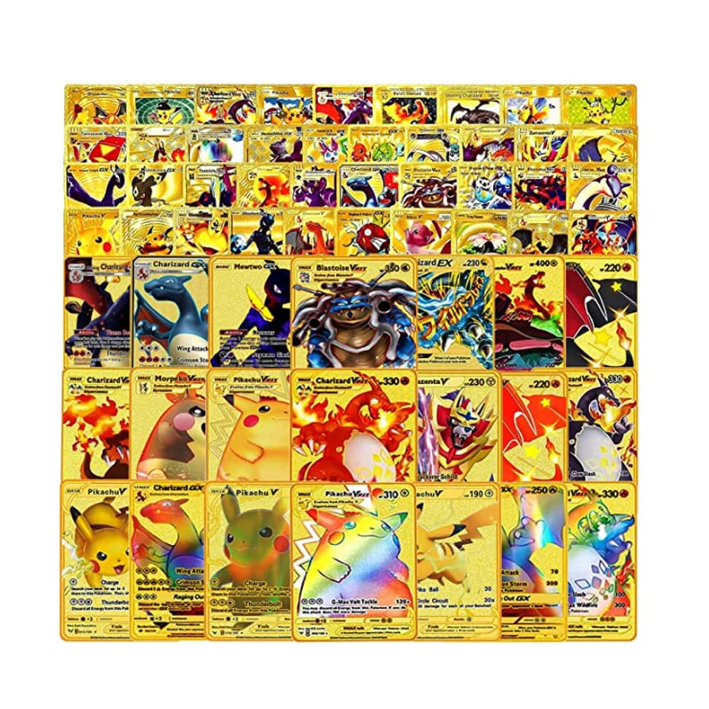 Buy 55PCS TCG Deck Box Gold Foil Card Assorted Cards Vmax Rare GX