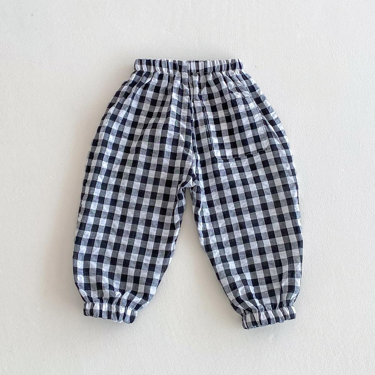 Ashmyova Toddler Boys Girls Classic Plaid Trousers Kids Casual Ankle Stripe Pants Loose Long Bloomers 2Pcs