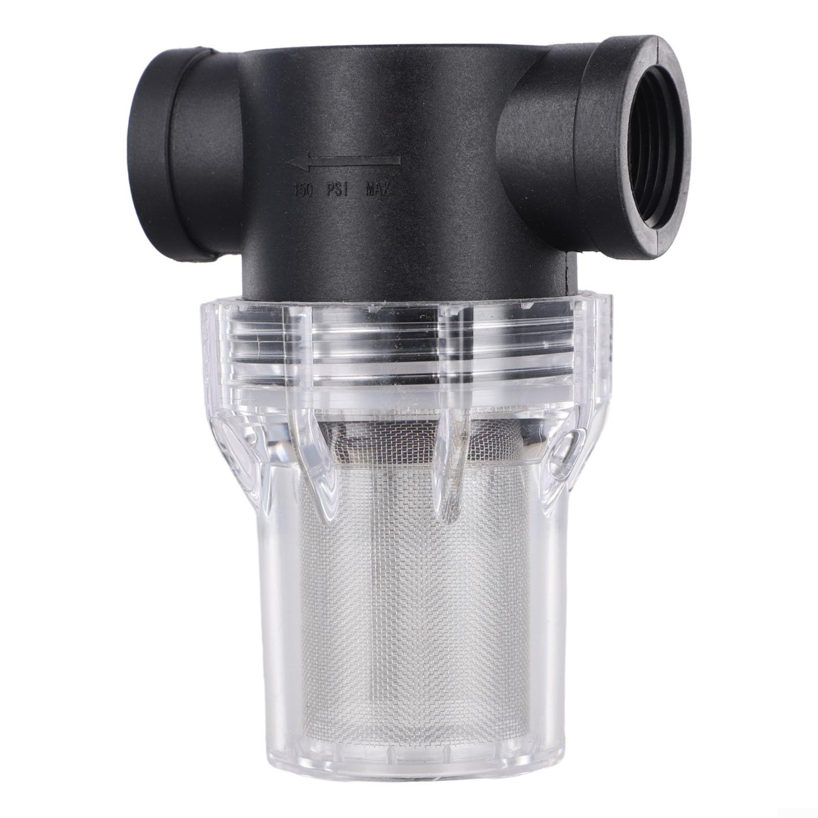 Transparent Inline Water Filter Strainer for Garden Irrigation Pumps, 40 or 80 Mesh Accuracy, 1/2 3/4 1 Inch Female Thread Connection, PC Material for Farm and Fish Tank Use(3/4inch 40 Mesh)