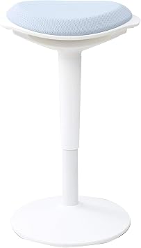 Yamazen HPSC-55 LGY/WH Elevating Chair Supports Standing Desks, Gas Pressure Boost Type, Round Construction Easy to Sit in Standing Position, Office Chair, Computer Chair, Easy Assembly, White,