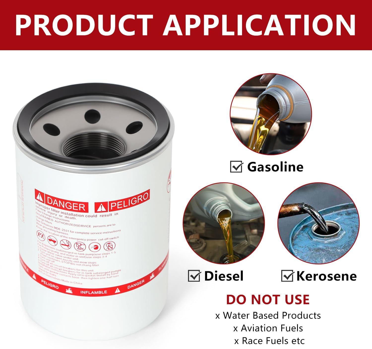 K82584 R18189-30 Fuel Water Separator Filter Element - 30 Micron Spin-on Fuel Filter Element - 25 GPM Disel Gasoline Replacement for Mobile & Stationary Fuel Tank Pump