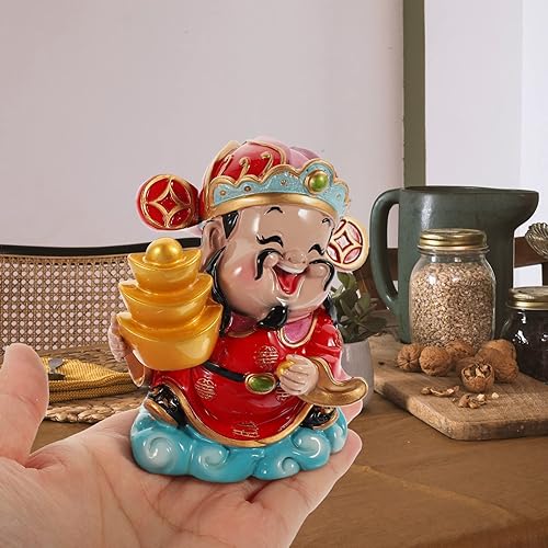 Vista 45 de BESPORTBLE CAI Shen - Estatua de Feng Shui, dios de la riqueza, 2.5 x 3.5 pulgadas, adornos de resina de la suerte de Zhaocai para sala de estar