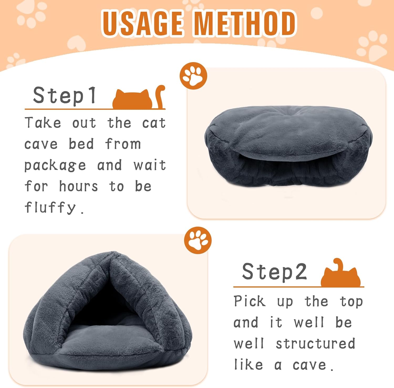 review Cozy Plush Cat Cave Tent Bed Self Warming Pet Bed Washable Portable Sleeping Bag for Indoors Cats and Puppy (Dark Grey)