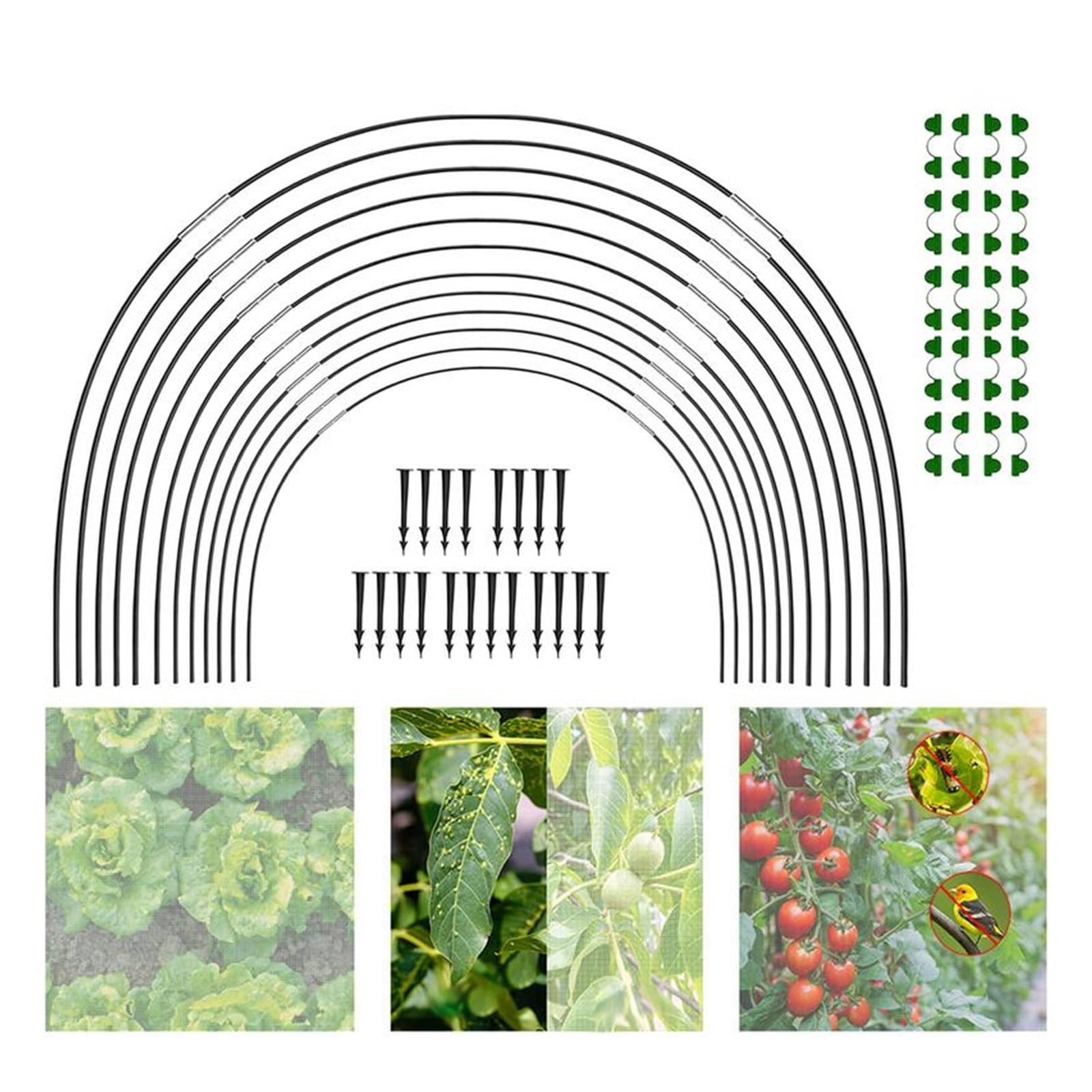 Archi per Serra Orto Garden Greenhouse Hoops Set Gardening Folding Fiber Rod Set Tunnel Arch Greenhouse Hoop Row Cover Net for Raised Bed Greenhouse(30pcs)