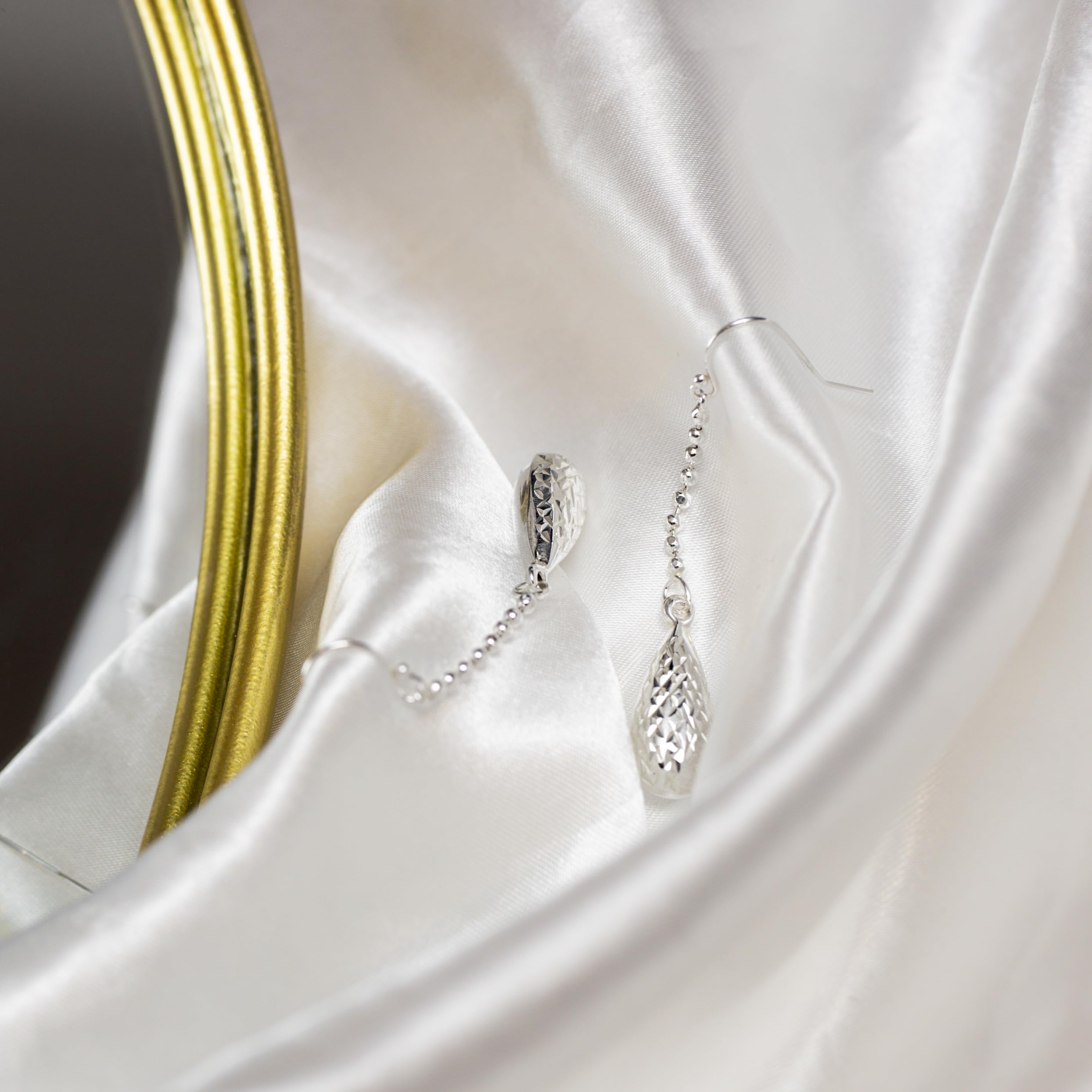 Tuscany Silver Orecchini a goccia taglio diamante da donna in argento sterling