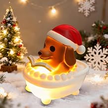 Christmas Bubble Bath Lamp, Cute Bathtub Night Lights with Chicken/Dog Reading Books Nightlight Christmas Decorations for Readers Book Lover Desk Home Party for Bedroom, Bathroom