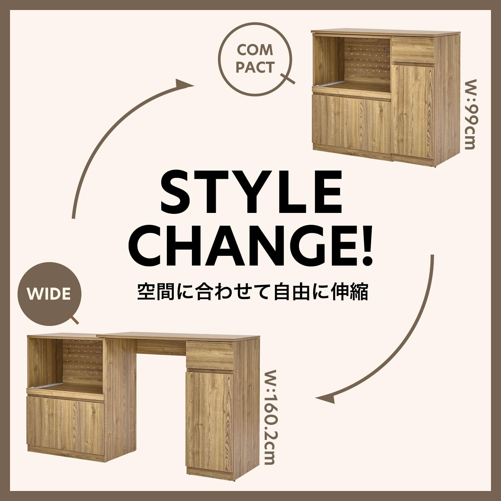 Amazon｜LOWYA ロウヤ キッチンカウンター 食器棚 ロータイプ キッチン