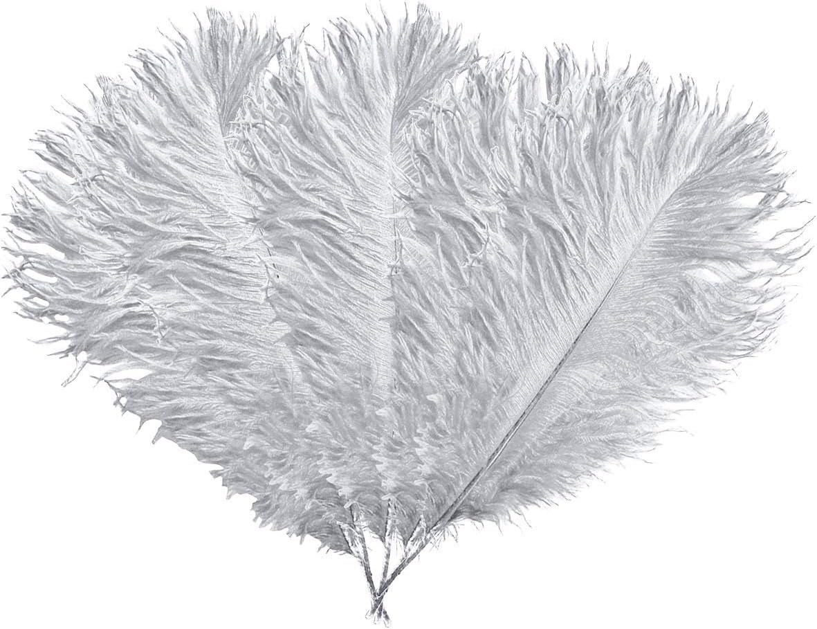 WedDecor Silver Natural Ostrich Feathers 14-16" (35-40cm) Long for Wedding Centerpieces Home, Decorating Costumes - Image 5
