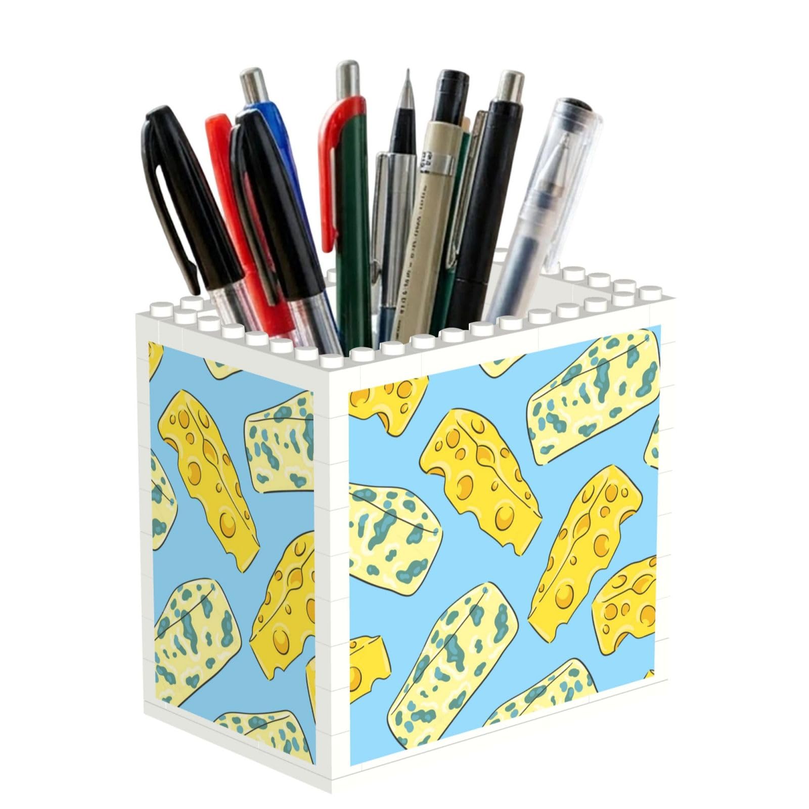 Poadnly Cheese And Blue Cheese, Pen Pot Pencil Holder for Office Home School, Compact Desk Organiser for Office Stationery