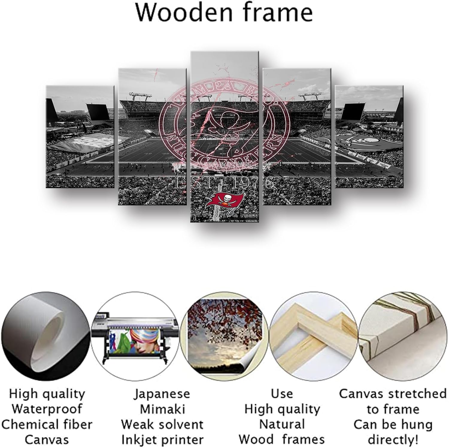 City American Football Poster Black and White Stadium Neon Badge Canvas Wall Art Print Home Decor Pattern 5 Large Framed Picture Direct Hanging - Image 3