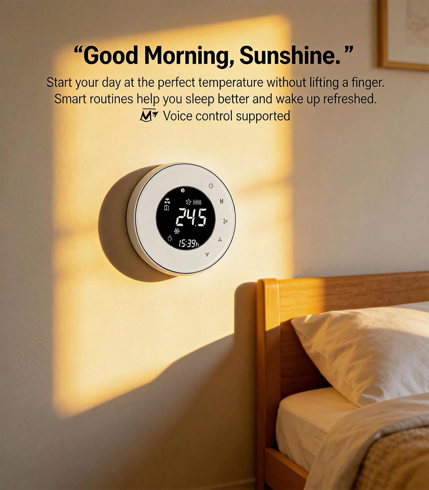 Termostato WiFi Redondo LCD 2 Tubos programable climatización | Regulador inteligente climatización, voz Alexa Google Home, programación automática hogar