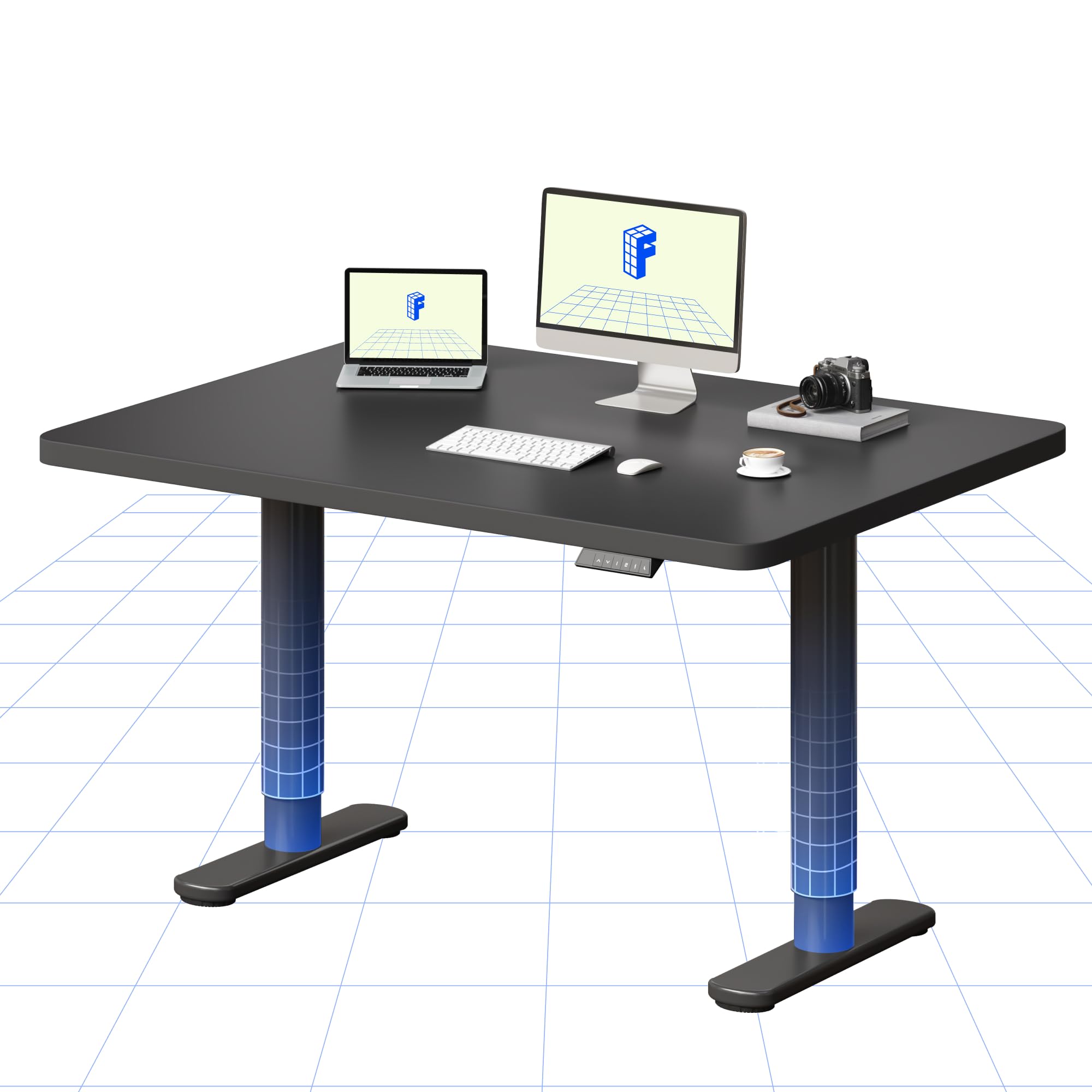 FlexiSpotElectric Standing Desk One Piece Desktop CylineX Height Adjustable Sit Stand Up with Memory Smart Panel, 120x60 Black — image 1