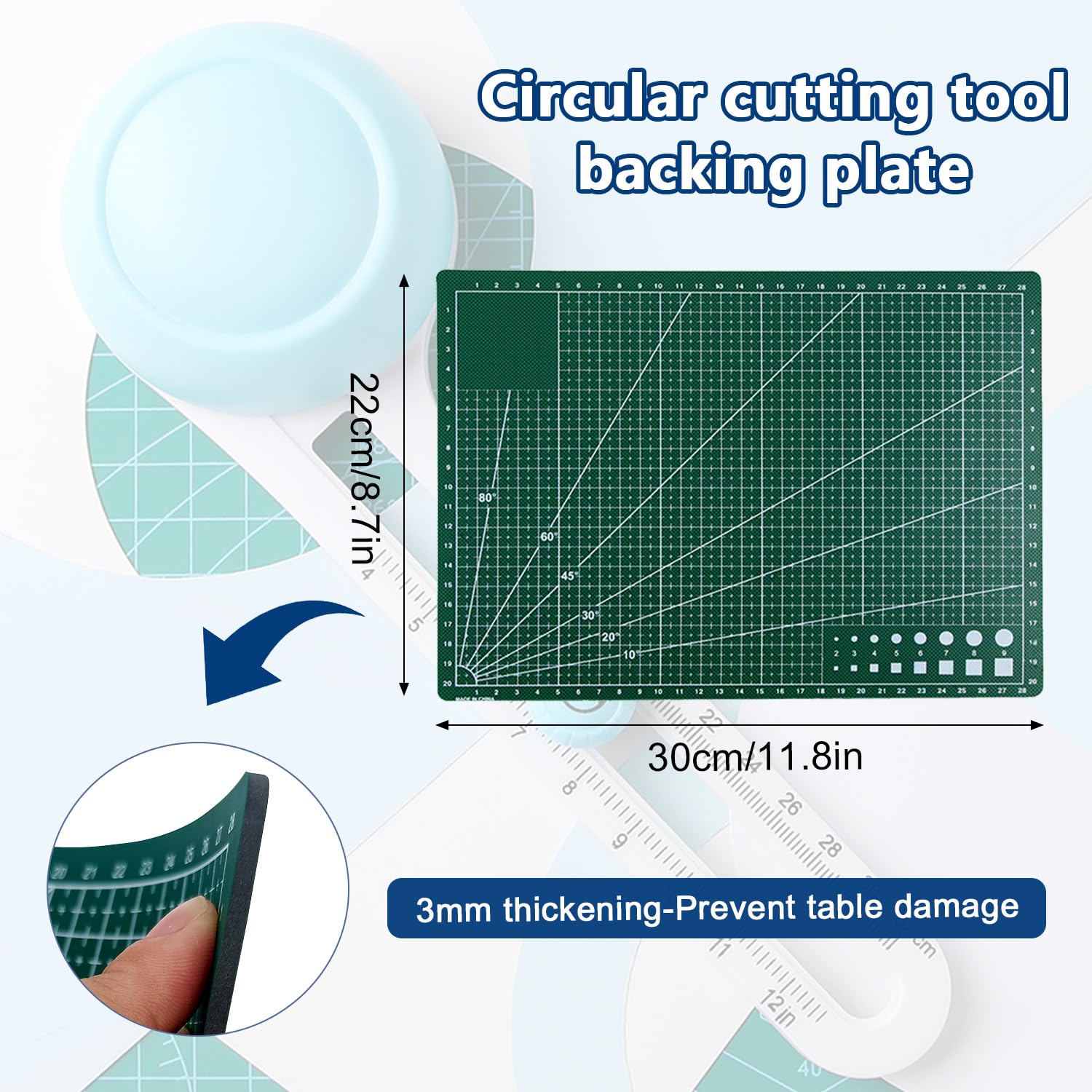 5 pièces Cutter Circulaire Papier Costume, Coupeur de Cercle Avec Lames de Rechange et Tapis de Découpe A4, Cutter Rotatif Decoupe Papier, Utilisé pour Découpe de Papier D'art