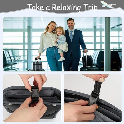 Miniatura 6 de Cama de avión para niños pequeños, extensor de asiento de avión suave para niños, artículos esenciales de viaje en avión para bebés, color negro