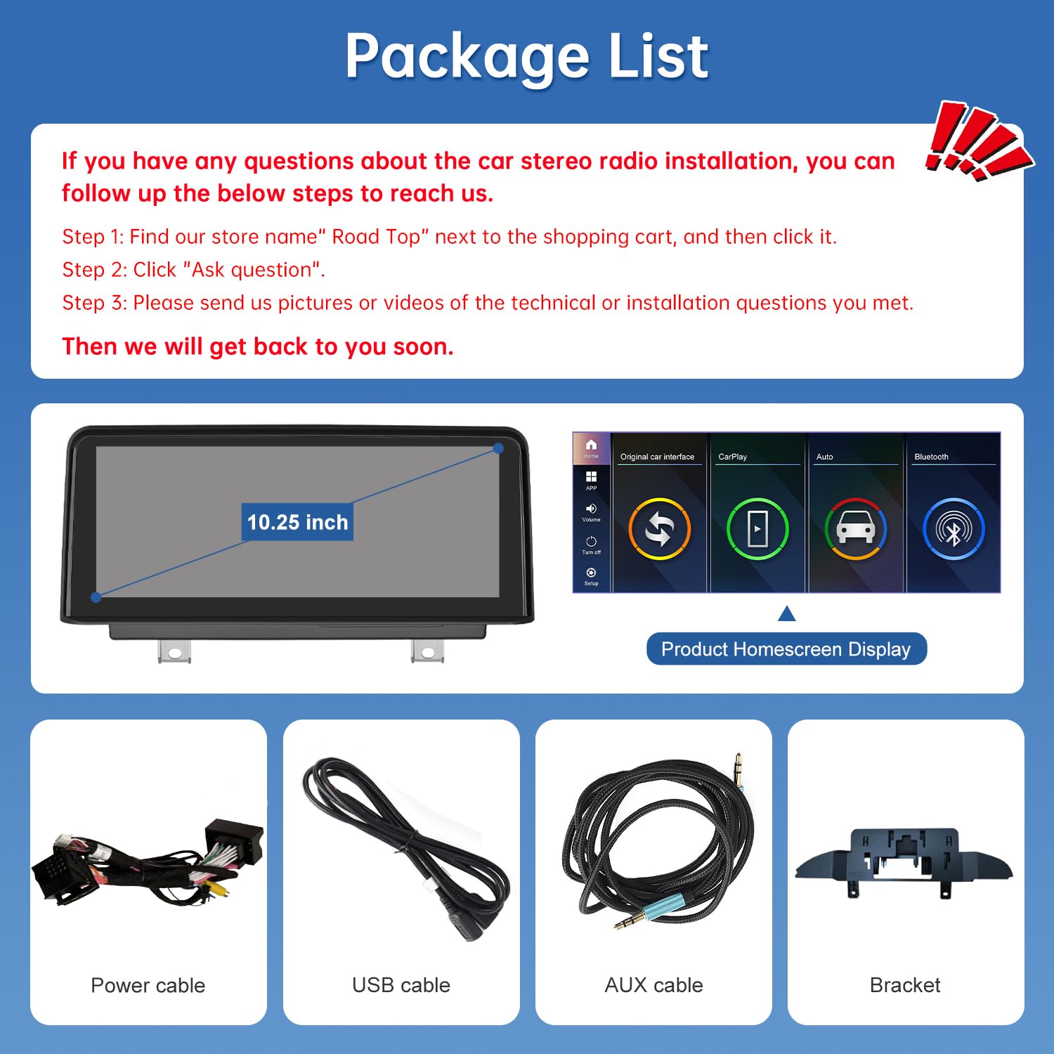 Road Top Autoradio CarPlay 10,25" per BMW Serie 3/4 F30 F31 F32 F33 con NBT | 2012-2016, Schermo Touchscreen Linux HD IPS, CarPlay senza fili, Android Auto, MirrorLink, Navigazione, Autoradio Bluetooth