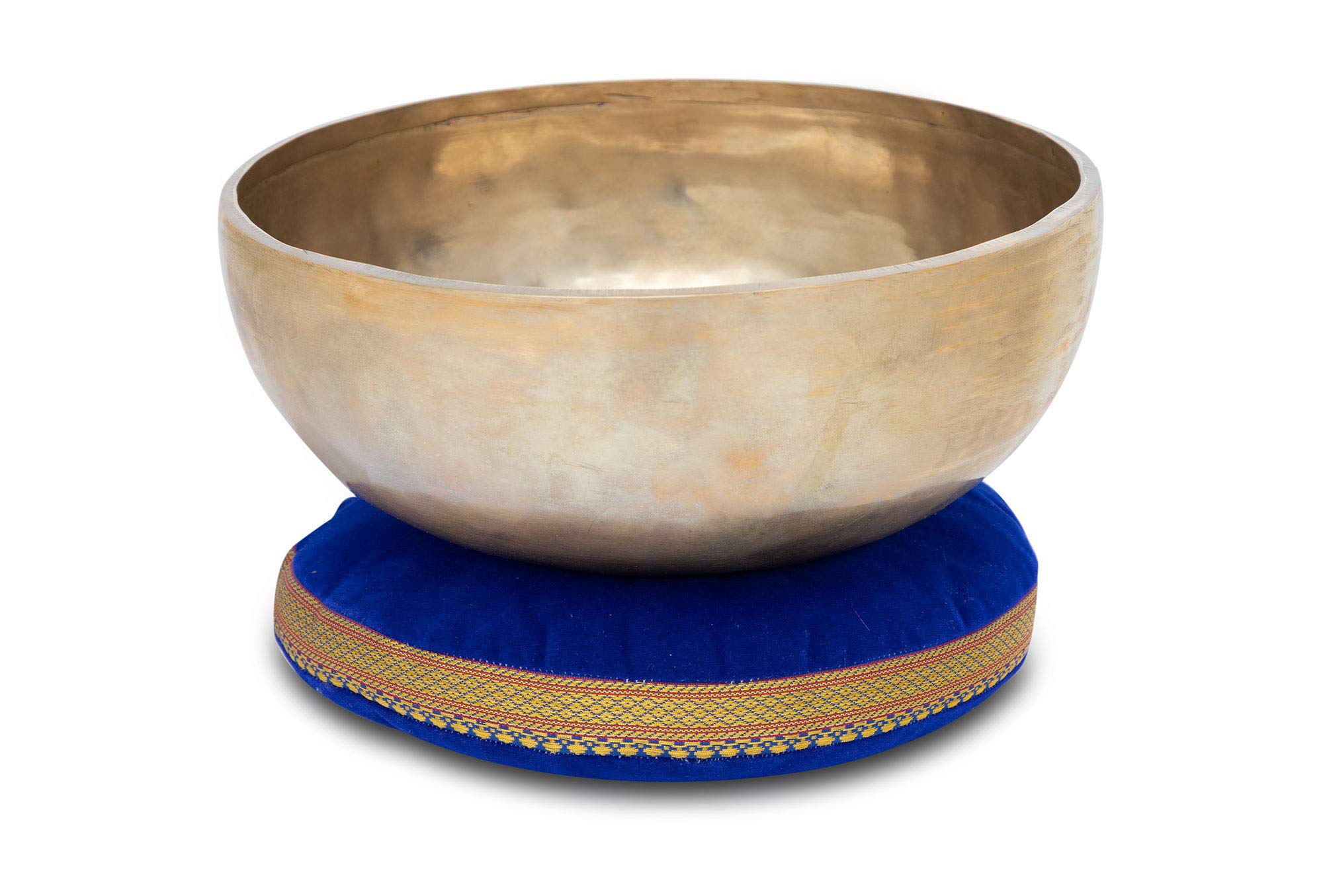 Set Campana Tibetana XDrum Omshanti 25 cm con Cuscino, Diametro: ca. 25 cm | Fatta a mano in India, Materiale: lega di ottone, Peso: ca. 1900 g, Colore: oro, Ideale come base per campana tibetana