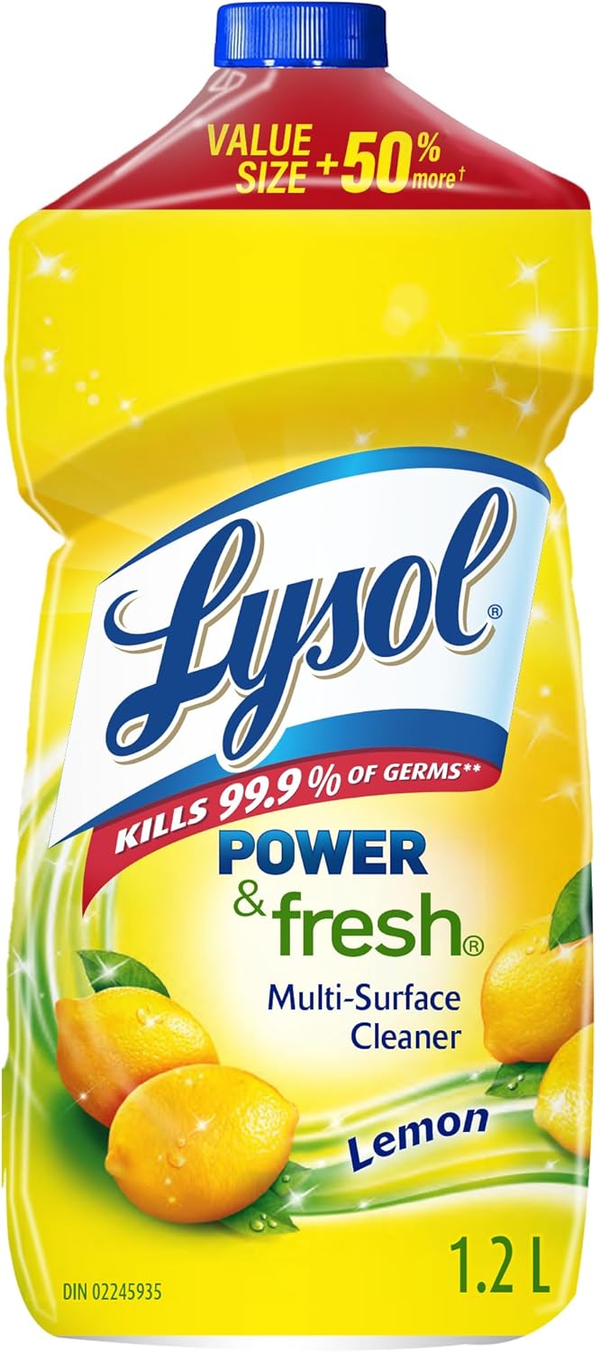 Lysol Power & Fresh Multi-Surface Cleaner, Lemon Scent, 1.2 L | Pourable Disinfectant, Cuts Grease, Dirt & Grime, For Floor & Hard Surfaces