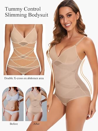 SHAPERIN Women Tummy Control Bodysuit Shapewear Waist Trainer Body Shaper
