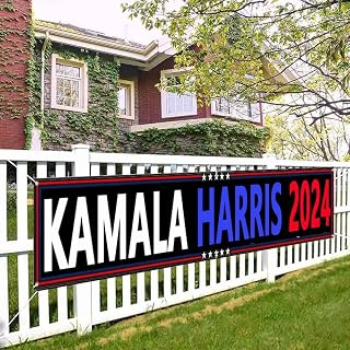 Lymhy Kamala Harris 2024 President Vote Campaign Banner Yard Sign Flag Yard Sign Flag Gate Decor 120"" x 20"", Black