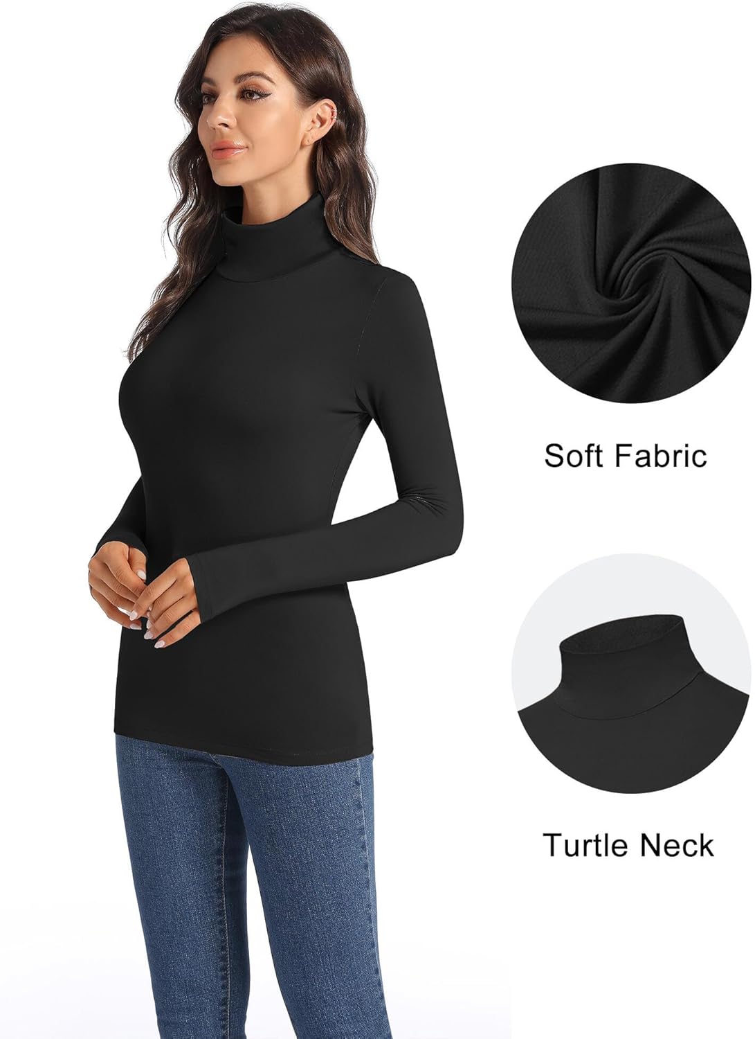 HOPLYNN 3 Pack Turtlenecks Women Long Sleeve Pullover Baselayer Undershirts Tops Turtle Neck Mock Shirts - Image 2