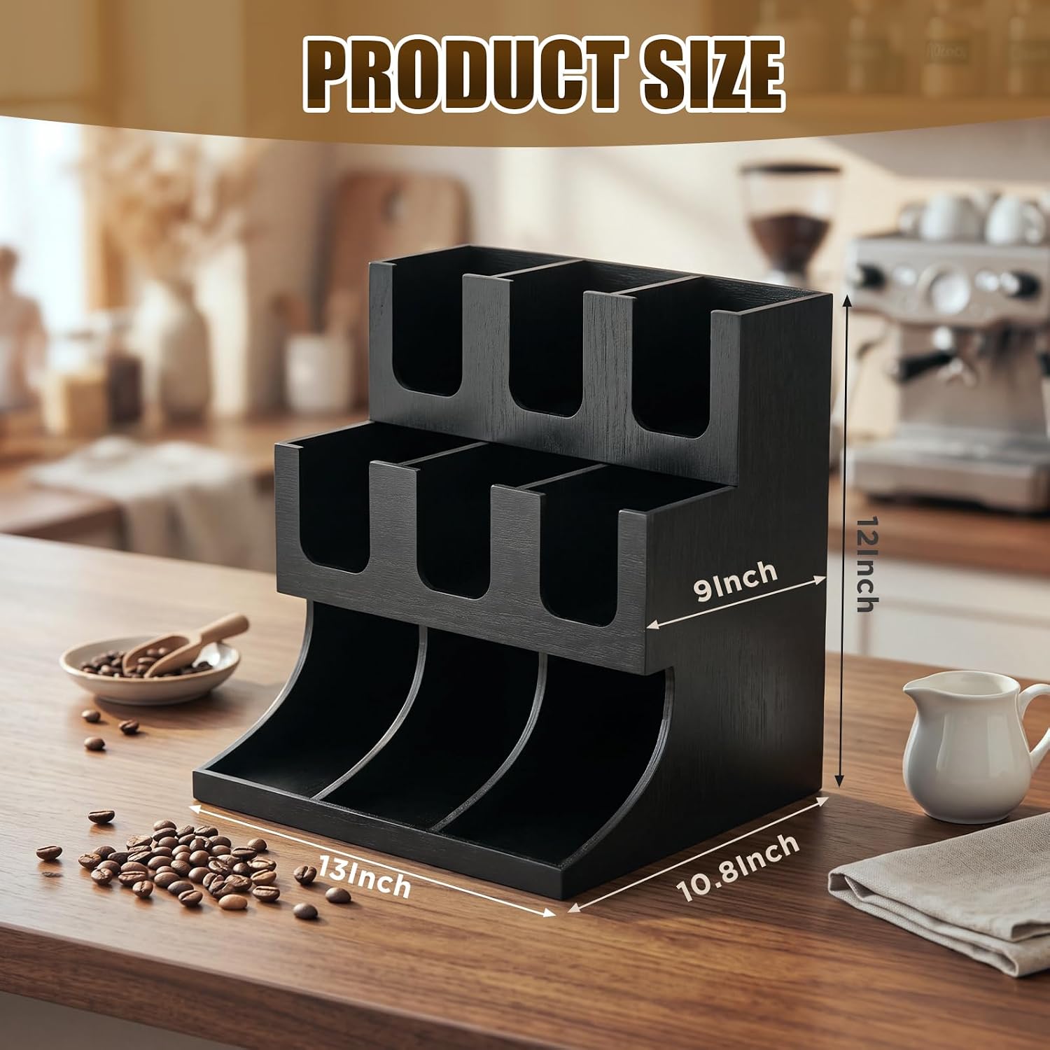 Maxdot Coffee Organizer Station, Wood Coffee Condiment Organizer