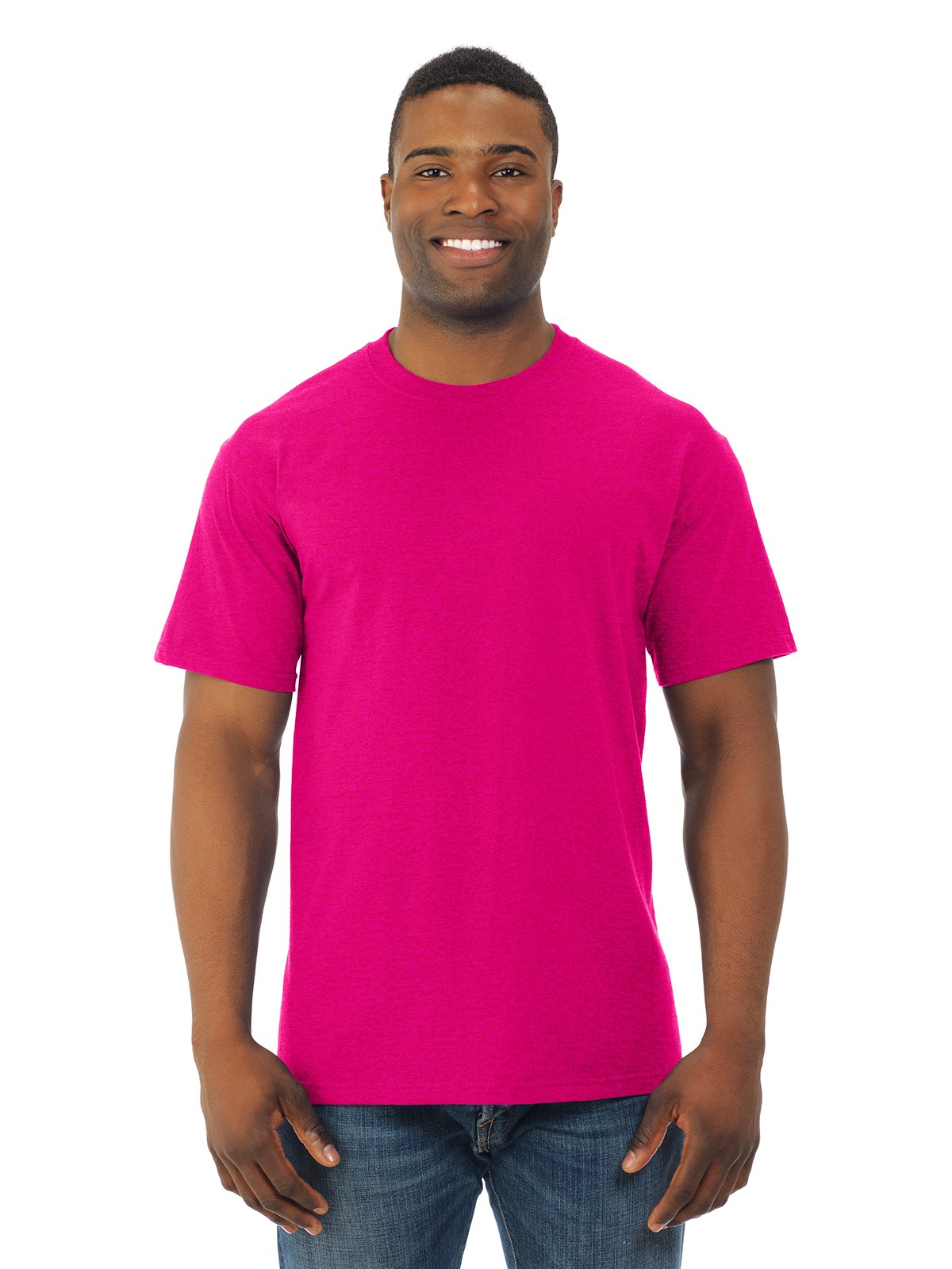 Fruit Of The Loom Men's Retro Heather Pink Hd Cotton Short Sleeve Crew T-Shirt, Xl