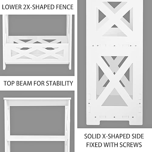 Miniatura 6 de BYFU Mesa auxiliar blanca, mesa auxiliar pequeña con estante de almacenamiento, mesita de noche de 3 niveles, estantería para espacios pequeños,