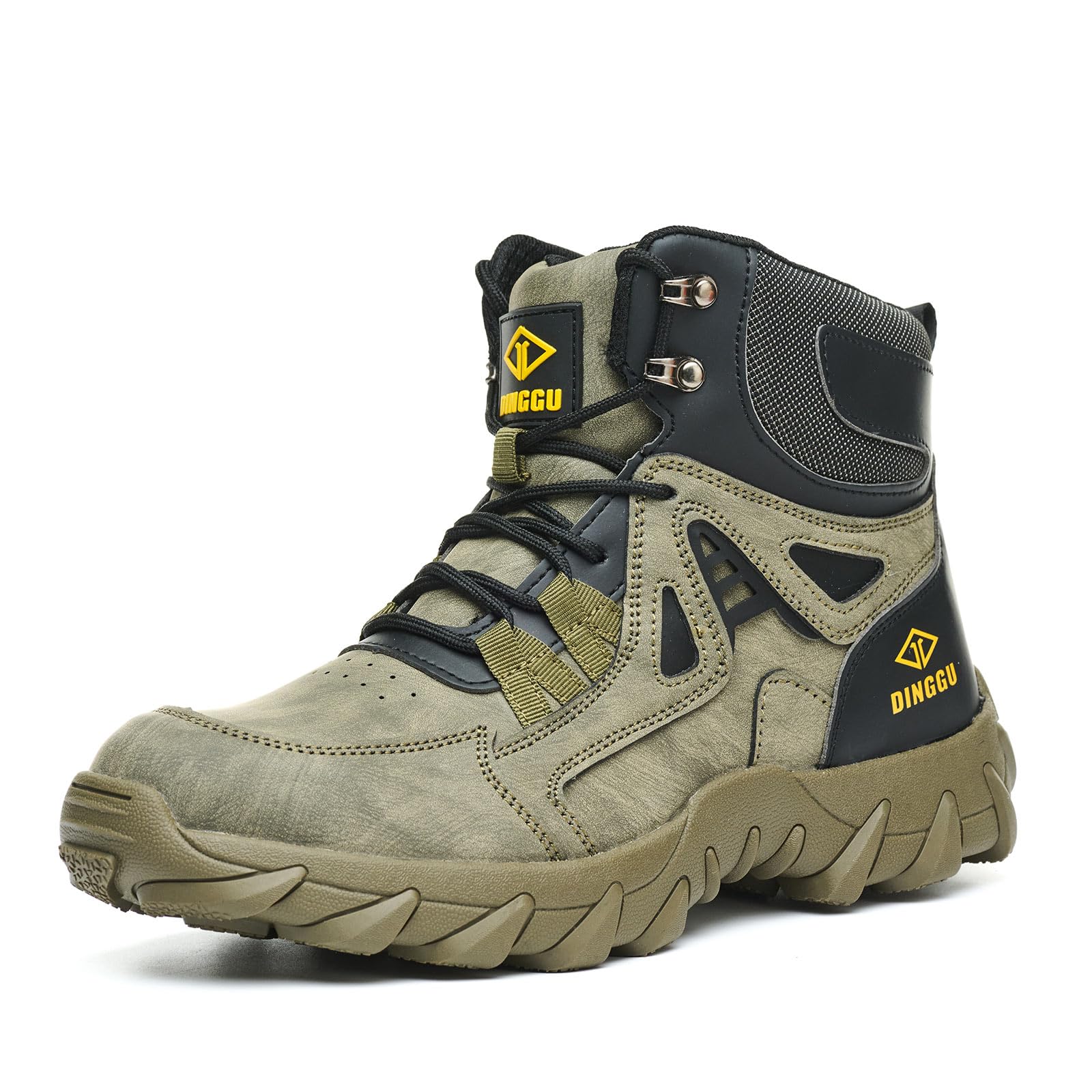 DINGGU Steel Toe Boots for Men Safety Work Boots | Anti-Smash, Puncture Proof, Indestructible Industrial & Construction Working Shoes
