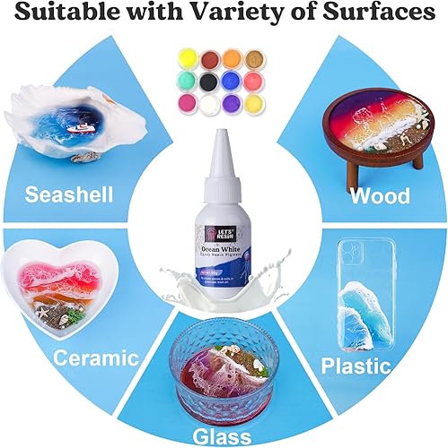 Miniatura 5 de LET'S RESIN Kit de resina transparente de 16 onzas con pistola de calor, resina epoxi de cristal prémium con pasta de pigmento blanco, kit de