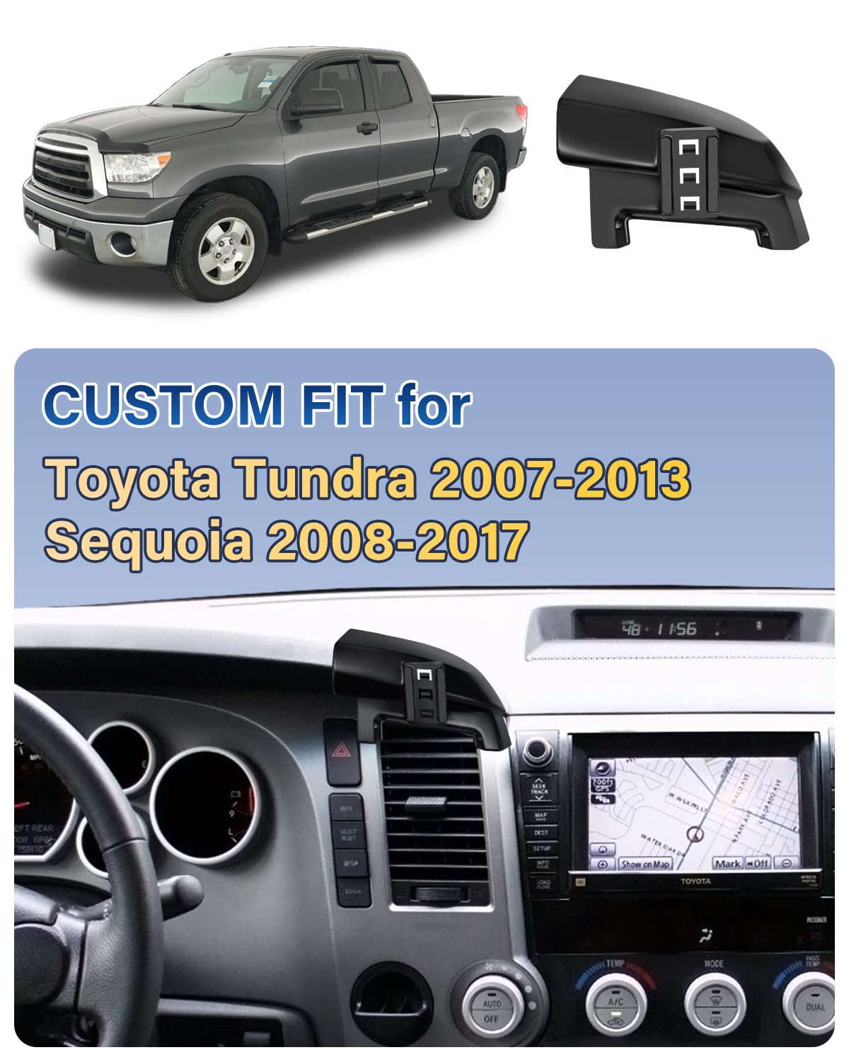 SKYLOTEC Supporto magnetico del telefono del caricatore per Toyota Tundra 2007-2013 | Sequoia 2008-2017 Accessori per supporto telefonico, supporto da auto di ricarica wireless da 15 W per iPhone MagSafe