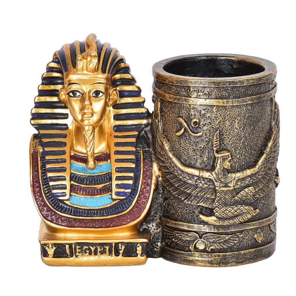 Porte-stylo pharaon d'Égypte antique pour décorer votre bureau et organiser vos crayons