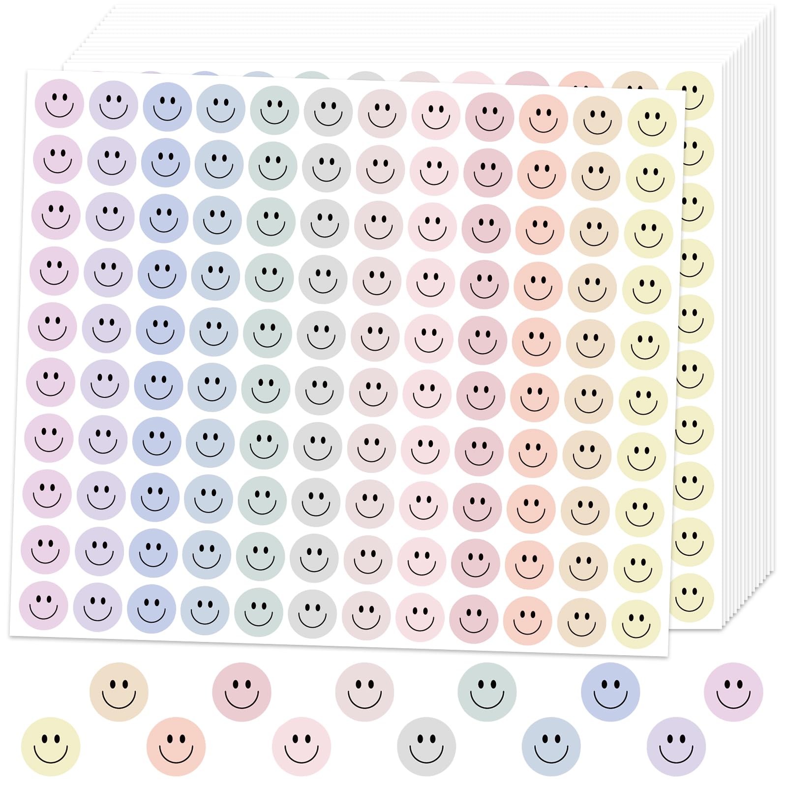 Leezead 6000Pcs Smiley Face Stickers, Colorful Smile Stickers Reward Stickers Small Smiley Face Stickers Happy Face Stickers Small Stickers Round